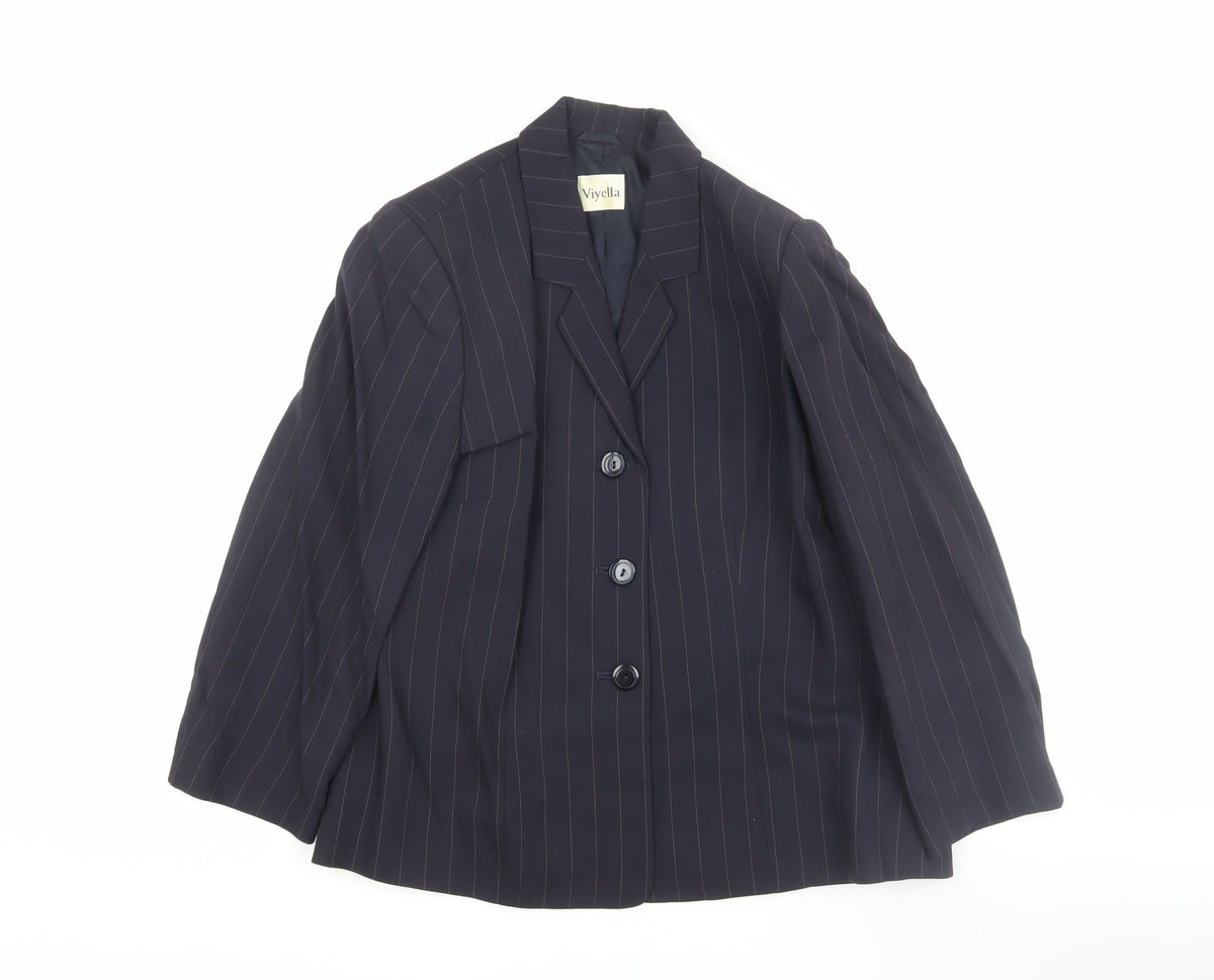 Viyella Women's Black Pinstripe Suit Jacket, Size 14