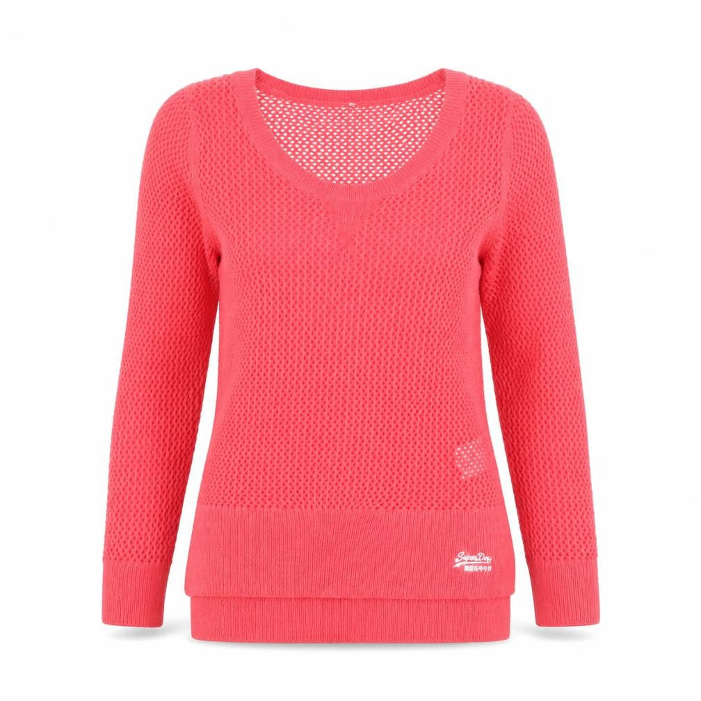 Superdry Women's Pink Open-Knit Pullover XS