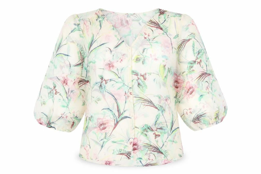 Laura Ashley Women's Floral Blouse Size 10 V-Neck