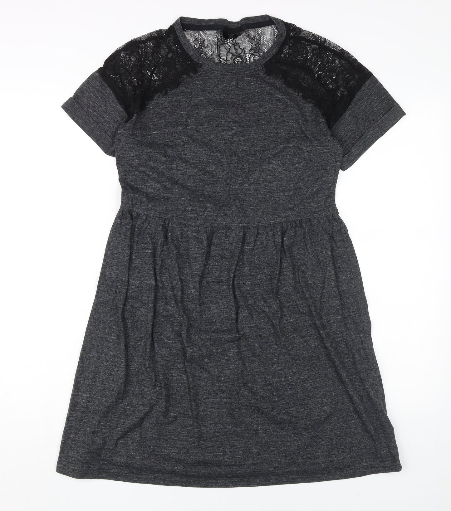 Topshop Women's Grey Fit & Flare Dress UK 10