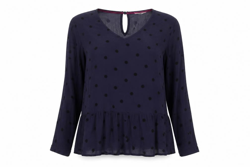 White Stuff Women's Black Polka Dot Blouse, Size 8