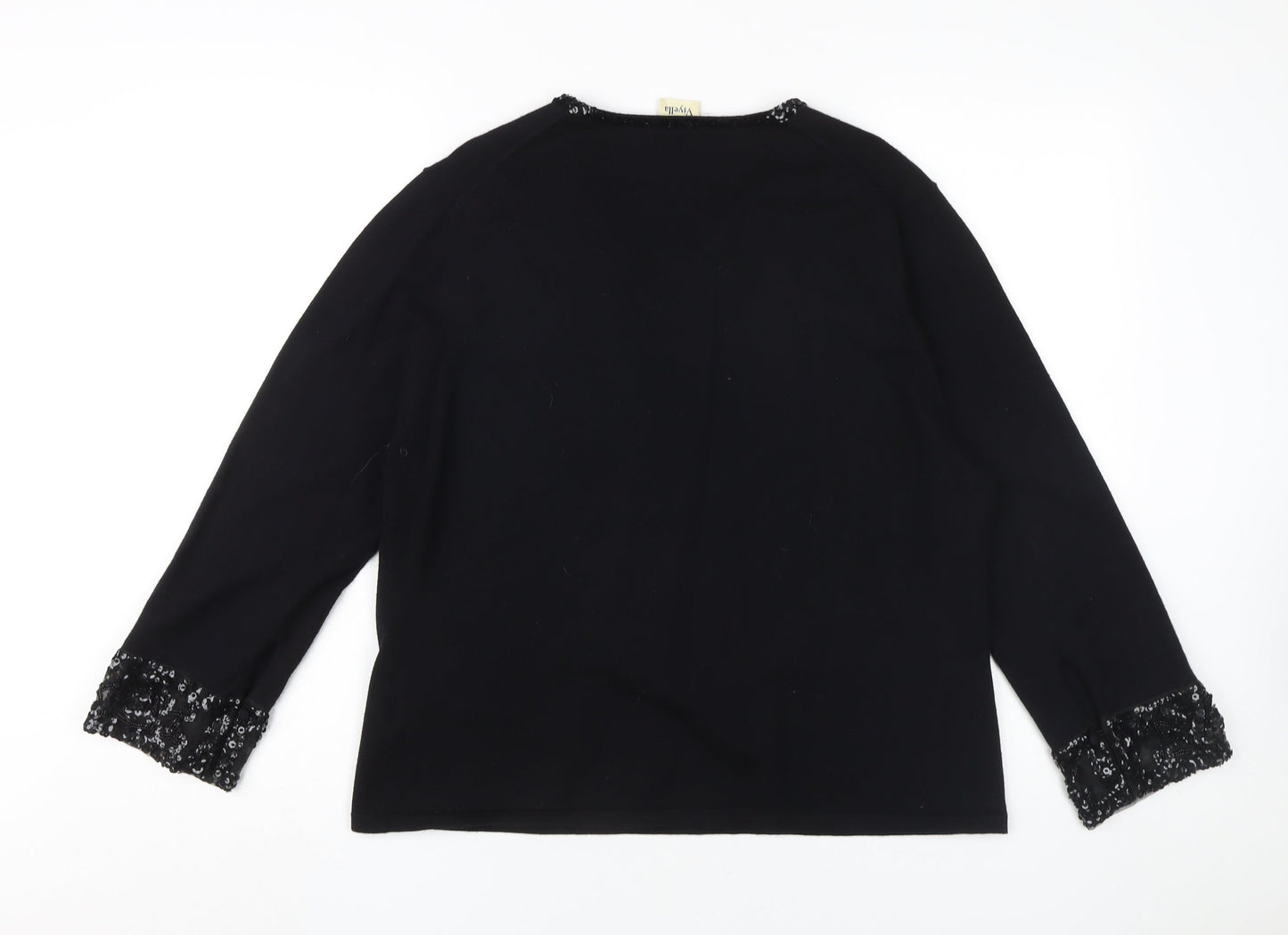 Viyella Women's Black Sequin V-Neck Jumper XL