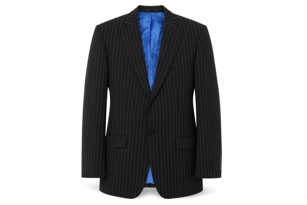 1860 Men's Black Pinstripe Suit Jacket 38R Regular Fit