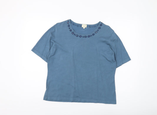 Viyella Women's Blue Embroidered Pullover Jumper L