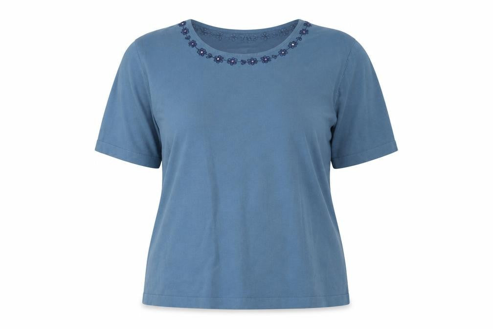 Viyella Women's Blue Embroidered Pullover Jumper L