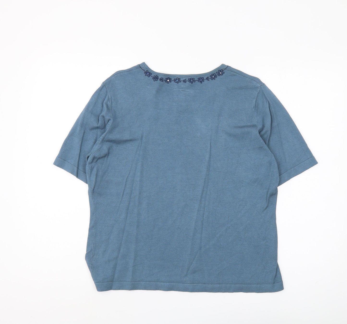 Viyella Women's Blue Embroidered Pullover Jumper L