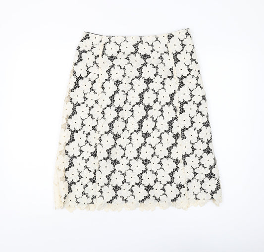 Viyella Women's Ivory Lace Floral Skirt - Size 8