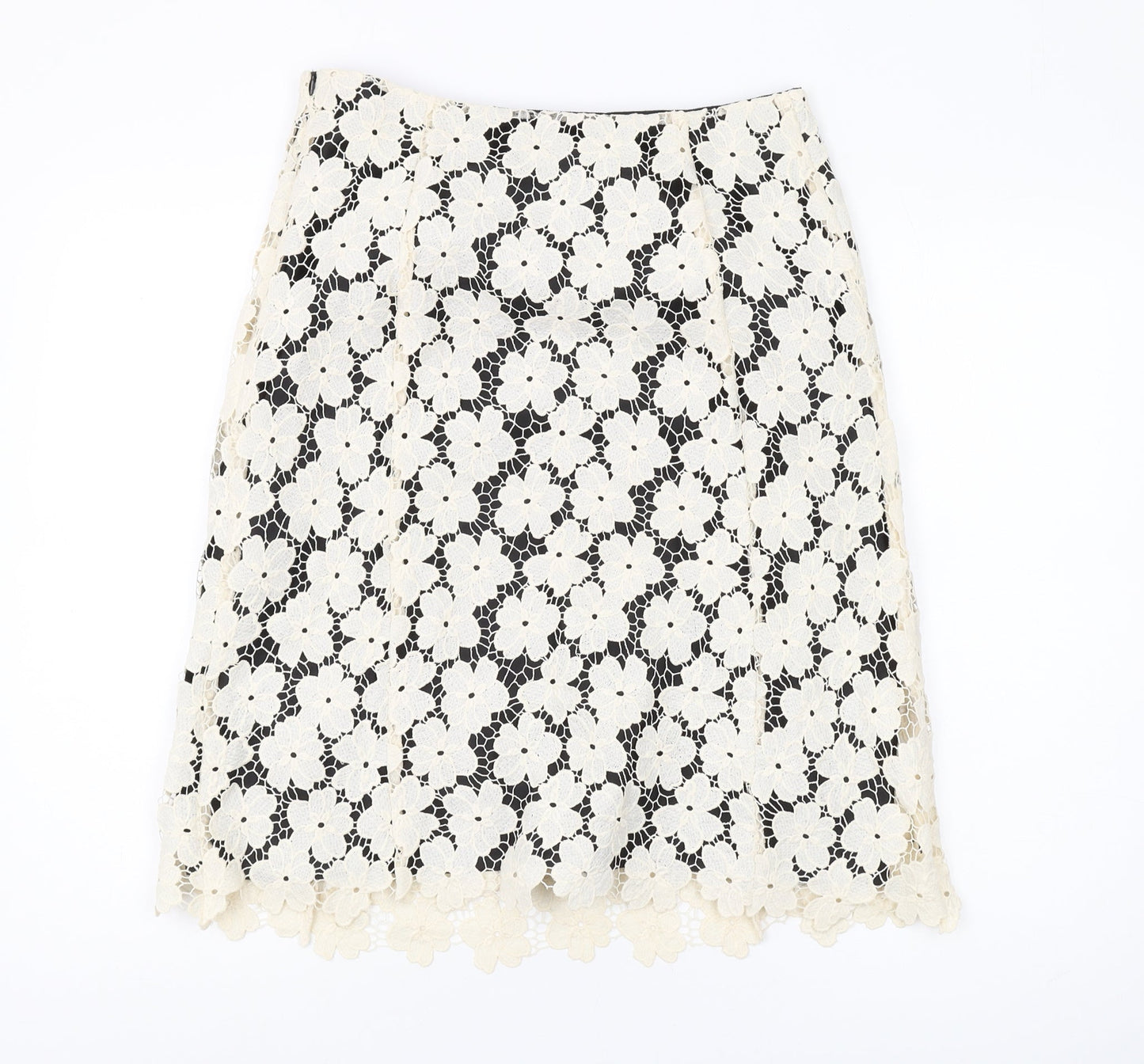 Viyella Women's Ivory Lace Floral Skirt - Size 8