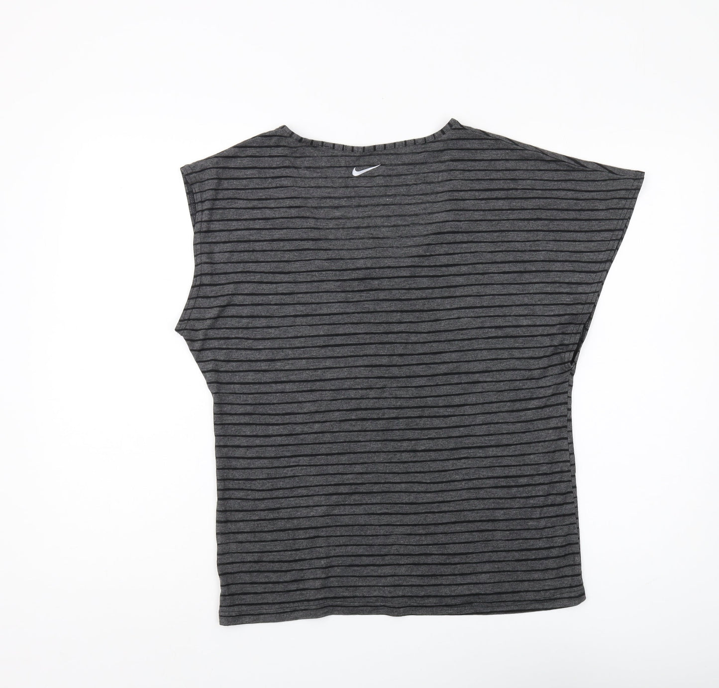 Nike Women's Grey Striped T-Shirt Medium