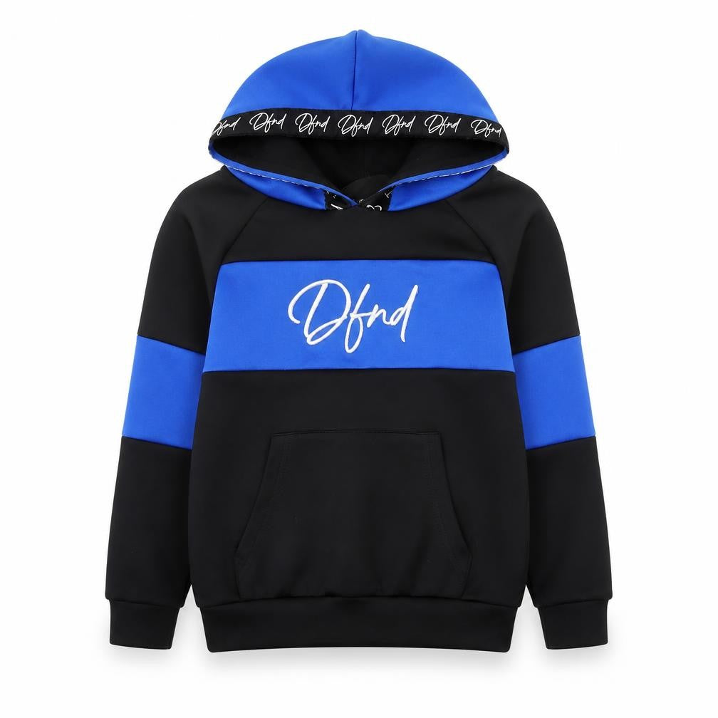 DFND Boys Black Blue Pullover Hoodie Size 7-8