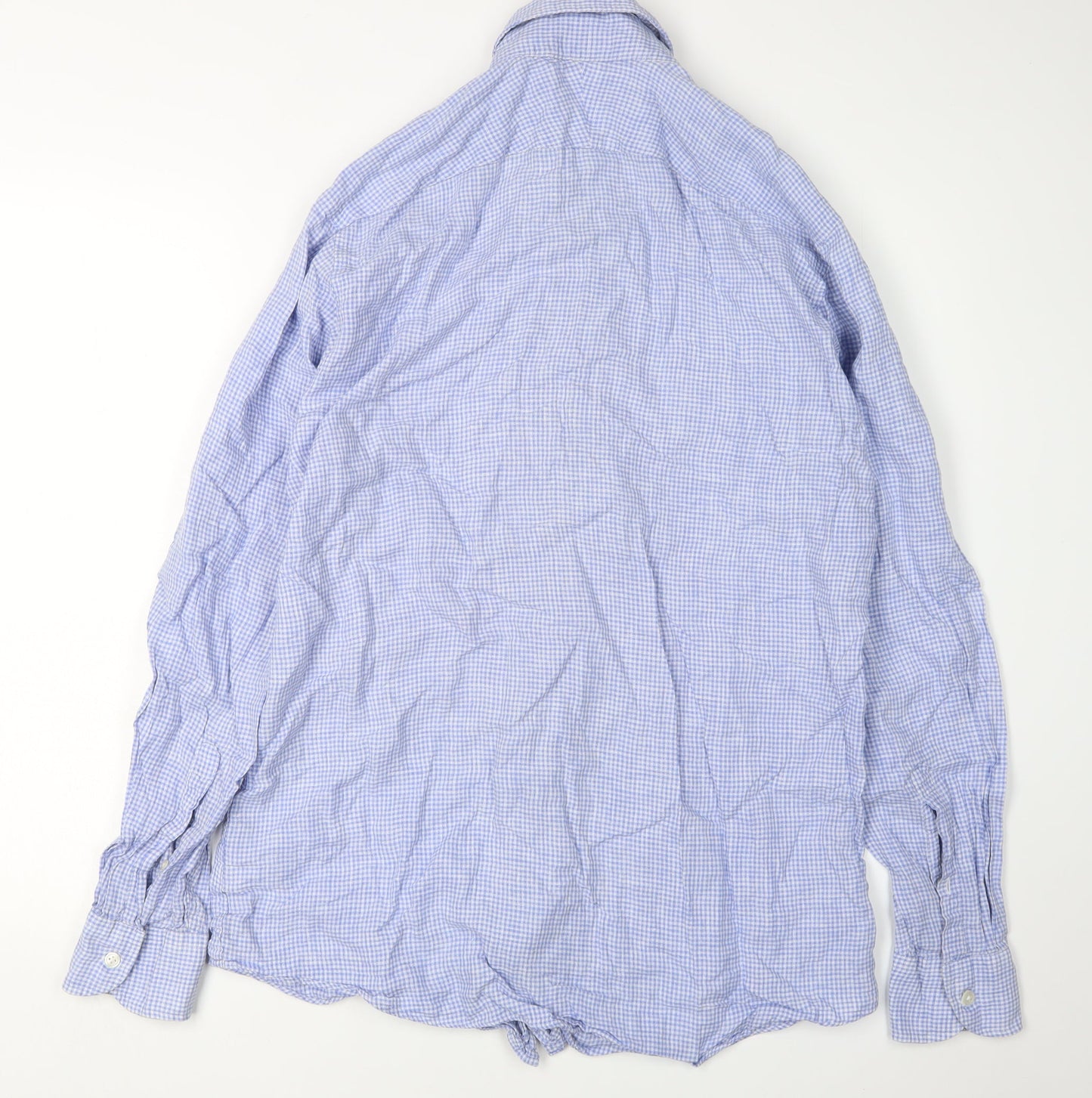 John Lewis Men's Blue Check Slim Fit Long Sleeve Shirt 15.5