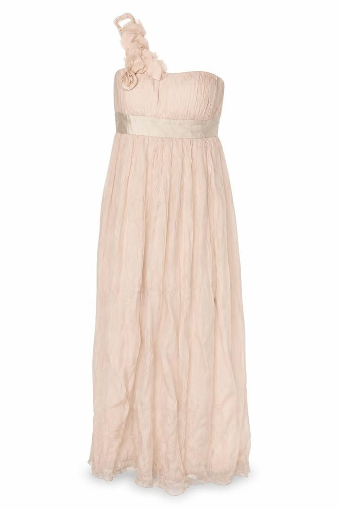 Fever London Ivory Maxi Dress Women Size 10 One-Shoulder Formal