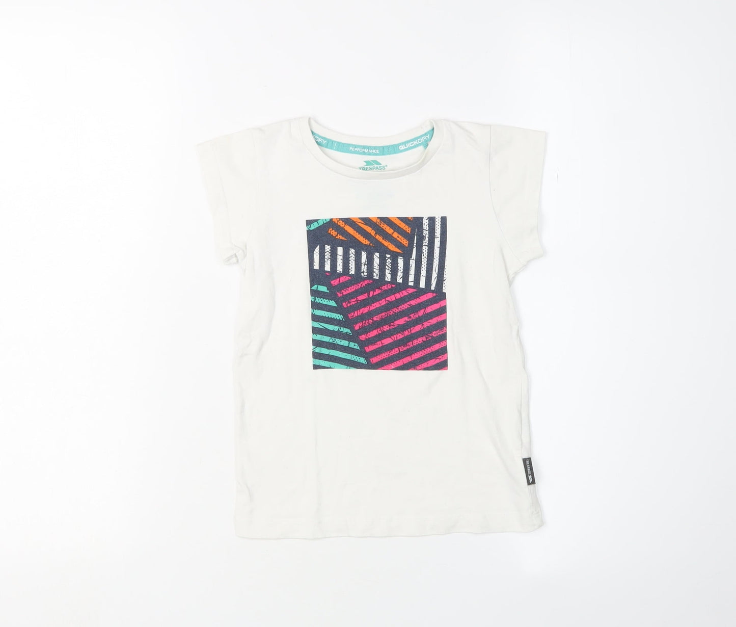 Trespass Girls' White Graphic T-Shirt, Size 5-6 Short Sleeve