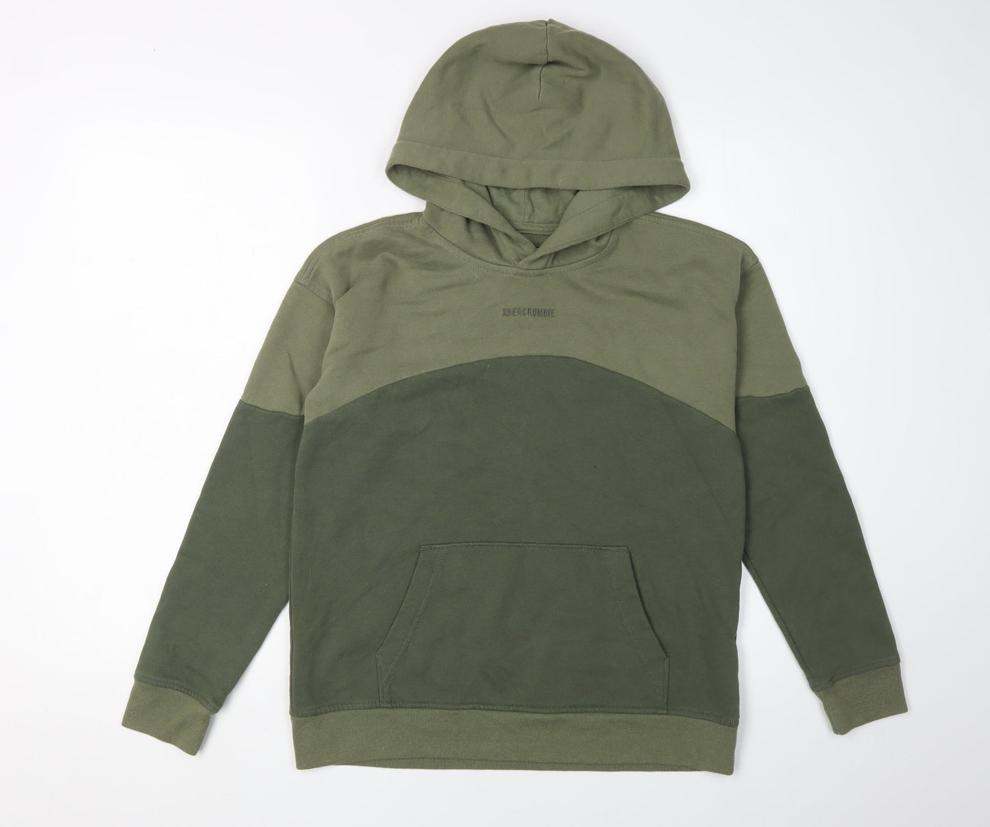 Abercrombie Kids Boys Green Colourblock Pullover Hoodie 11-12Y