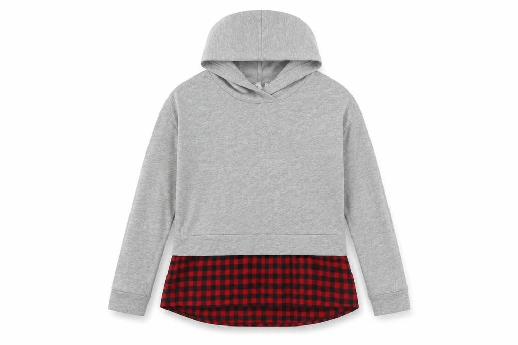 Gap Girls Grey Hoodie Pullover 8-9 Years Check Pattern