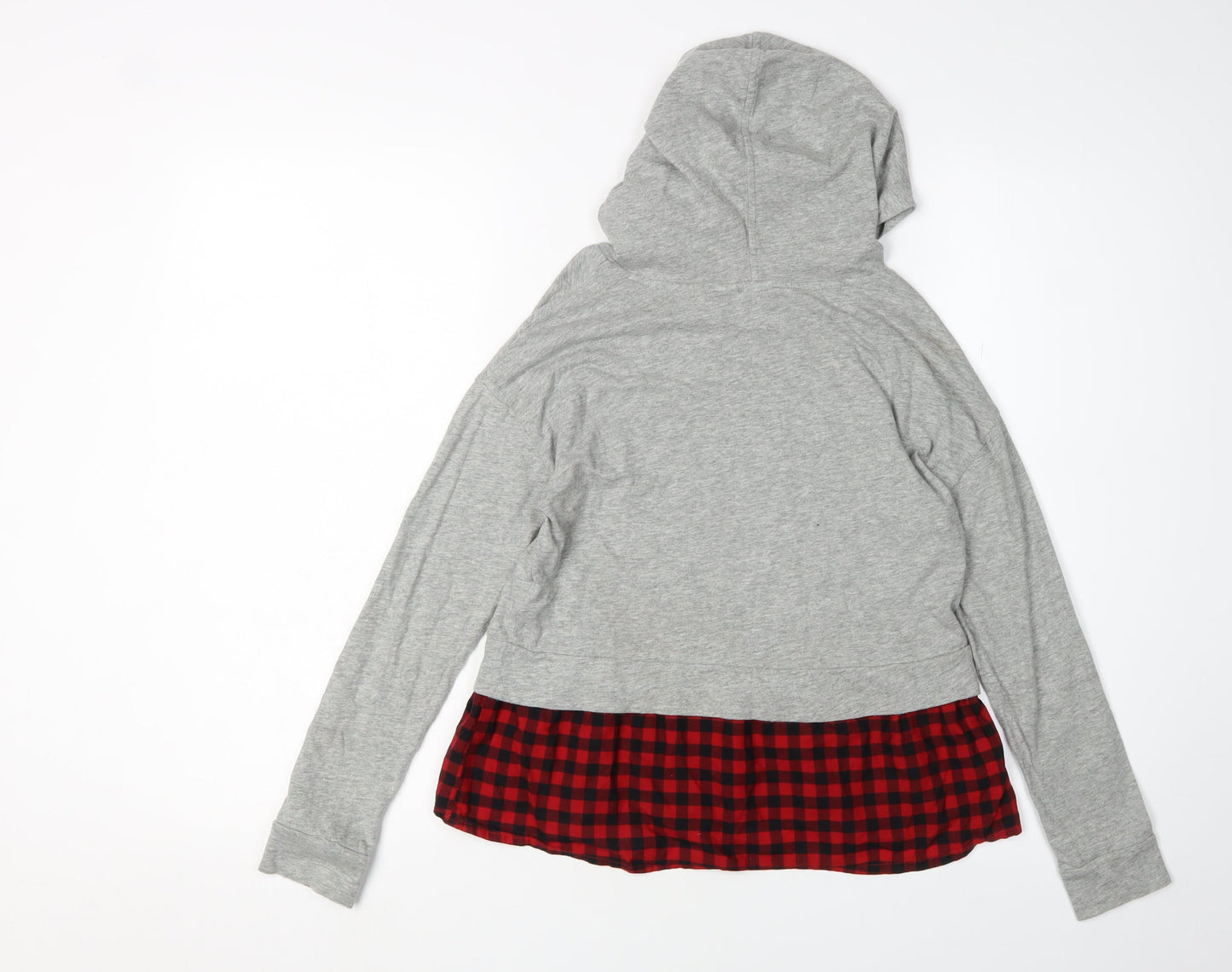 Gap Girls Grey Hoodie Pullover 8-9 Years Check Pattern