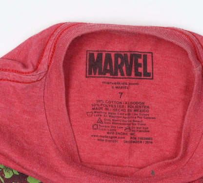 Preloved Marvel Boys Red Hulk Graphic T-Shirt 7 Years - Detail