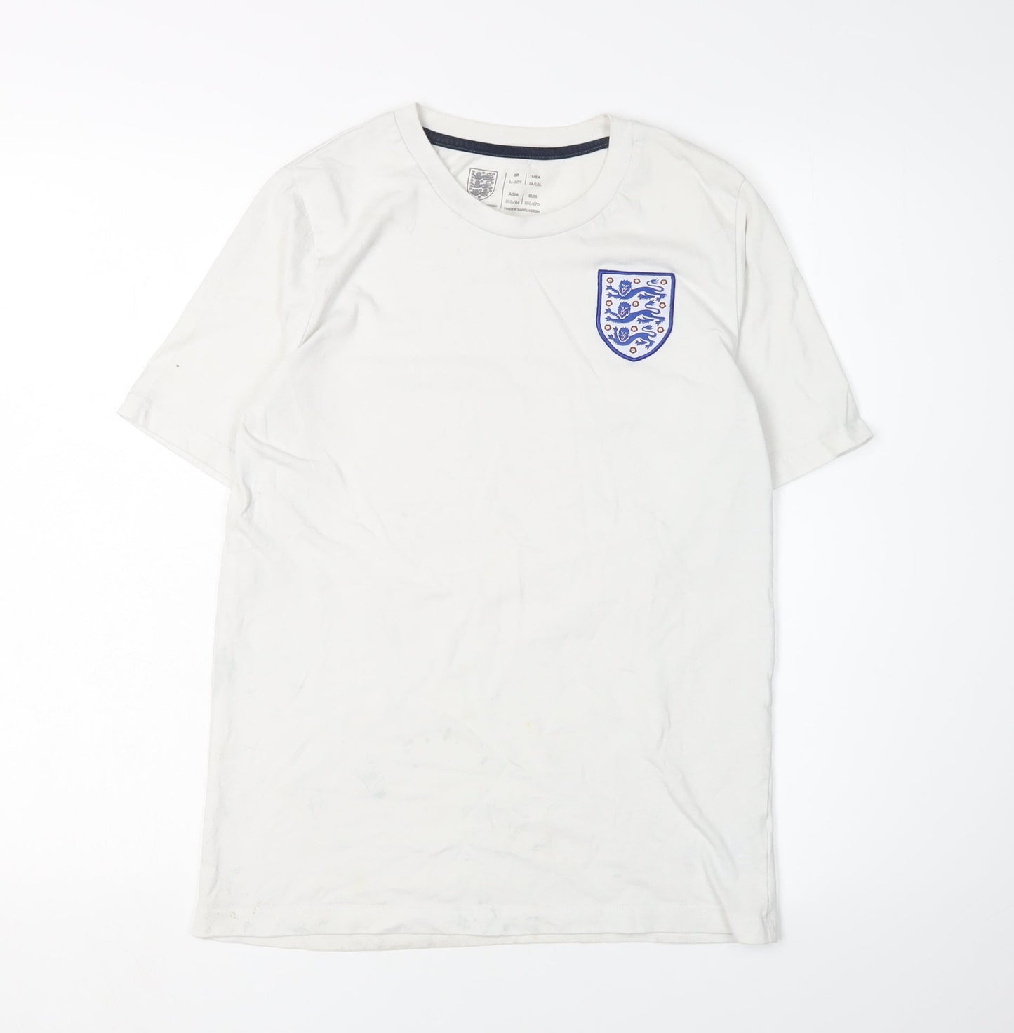 Boys White T-Shirt, 11-12 Years, Casual Basic Crew Neck