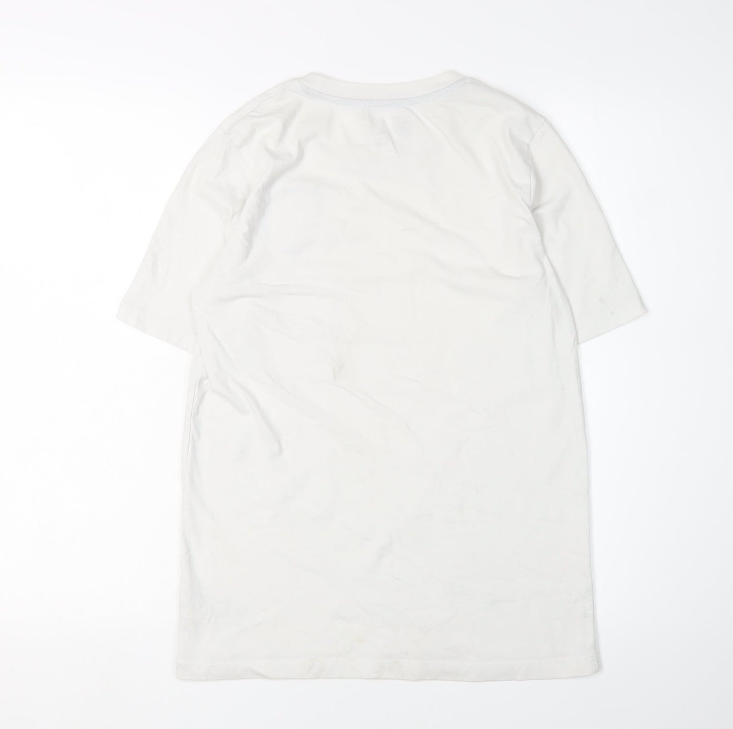 Boys White T-Shirt, 11-12 Years, Casual Basic Crew Neck