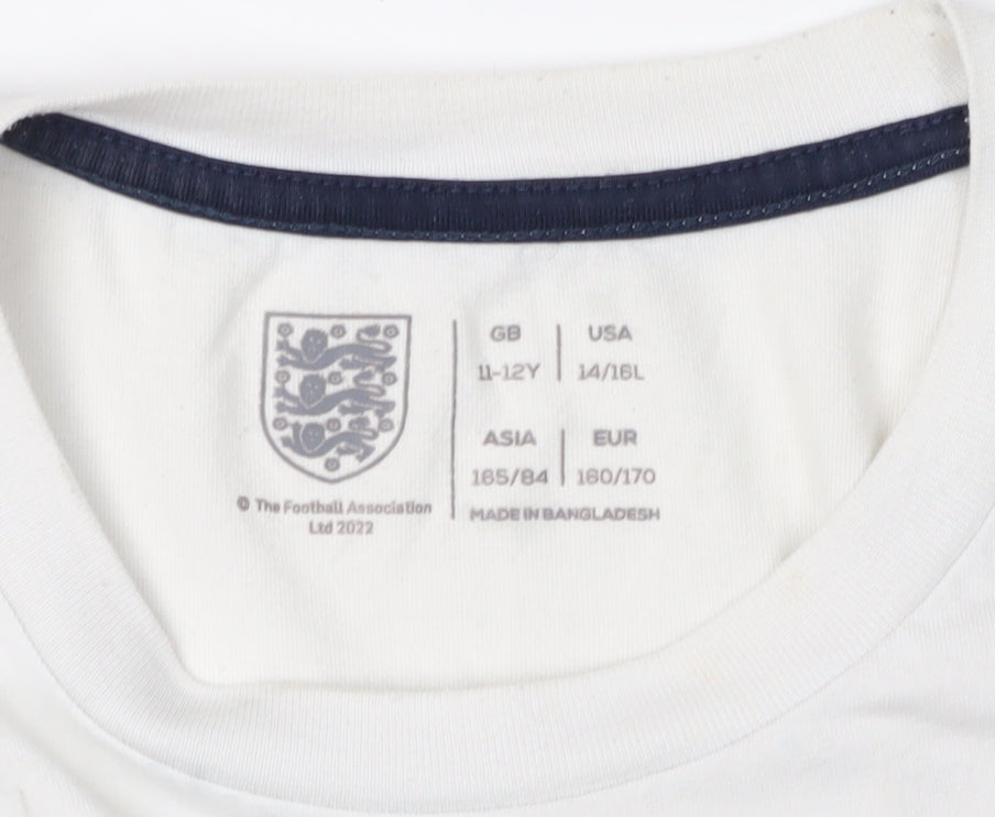 Boys White T-Shirt, 11-12 Years, Casual Basic Crew Neck