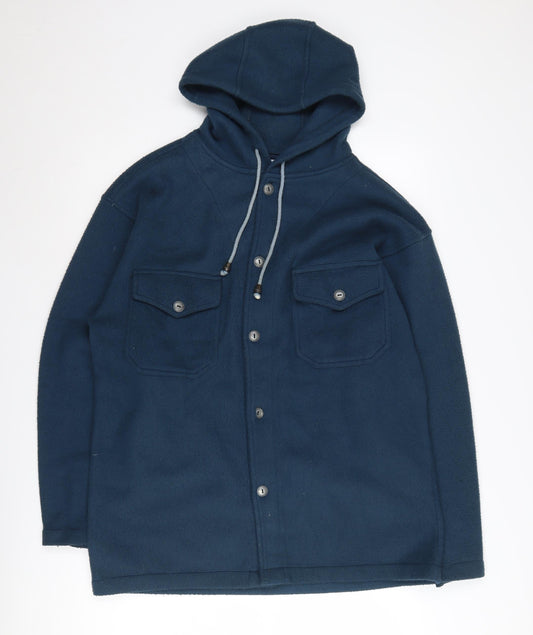 Evolution Men's Blue Hooded Fleece Jacket, Size S