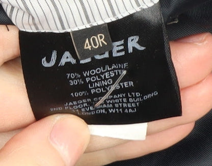 Close-up detail of Jaeger Men's Blue Blazer, size 40R, Regular Fit