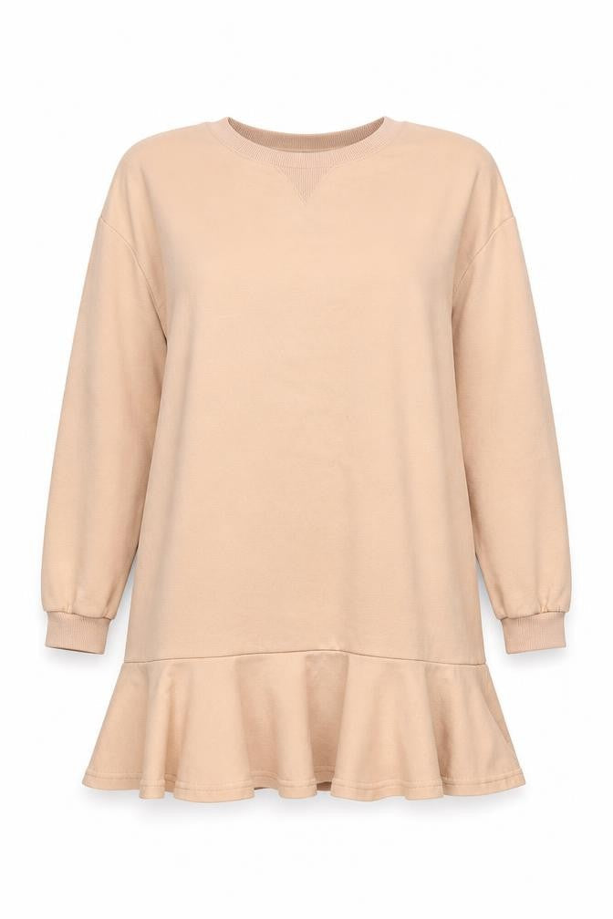 Happy Girls Are The Prettiest Women's Beige Tunic Sweatshirt Size L