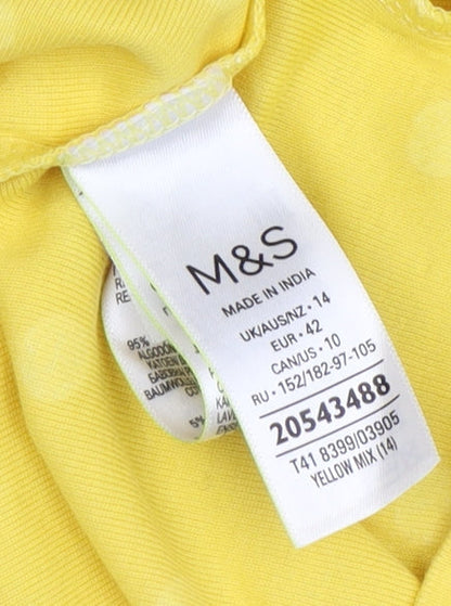 Marks & Spencer Women's Yellow Polka Dot T-Shirt
