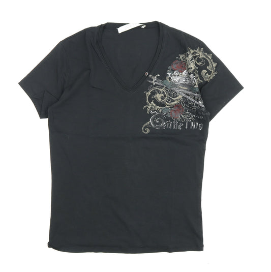 Take Two Unisex Black V-Neck T-Shirt L