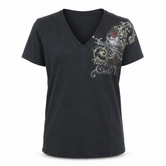 Take Womens Two Black V-Neck T-Shirt L