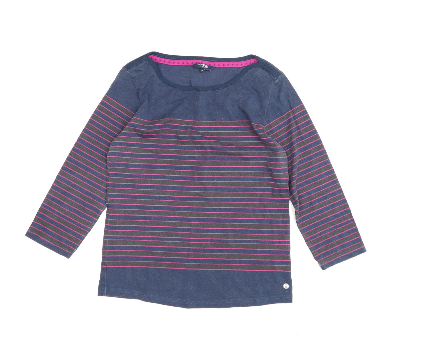 Maine New England Women's Blue Striped T-Shirt Size 14
