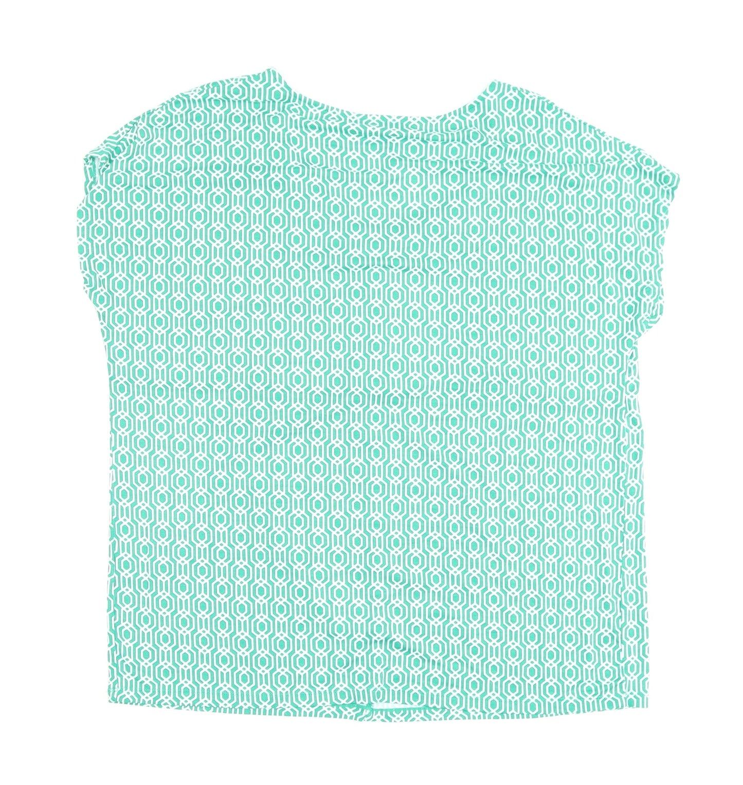 Bonmarché Women's Green Geometric V-Neck T-Shirt