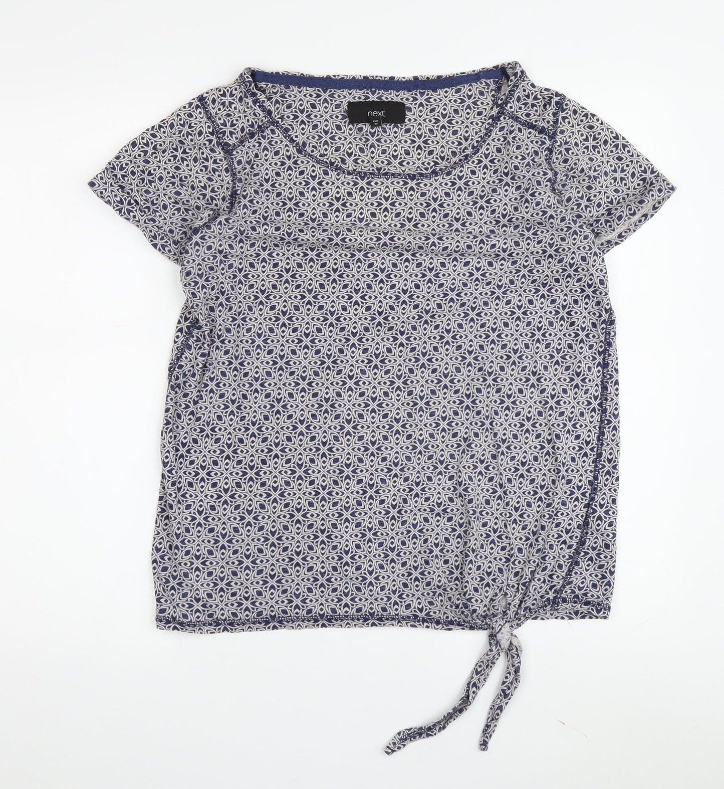 Next Women's Blue Geometric T-Shirt Size 10