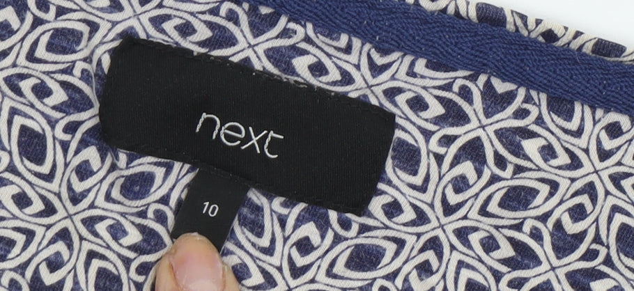 Next Women's Blue Geometric T-Shirt Size 10