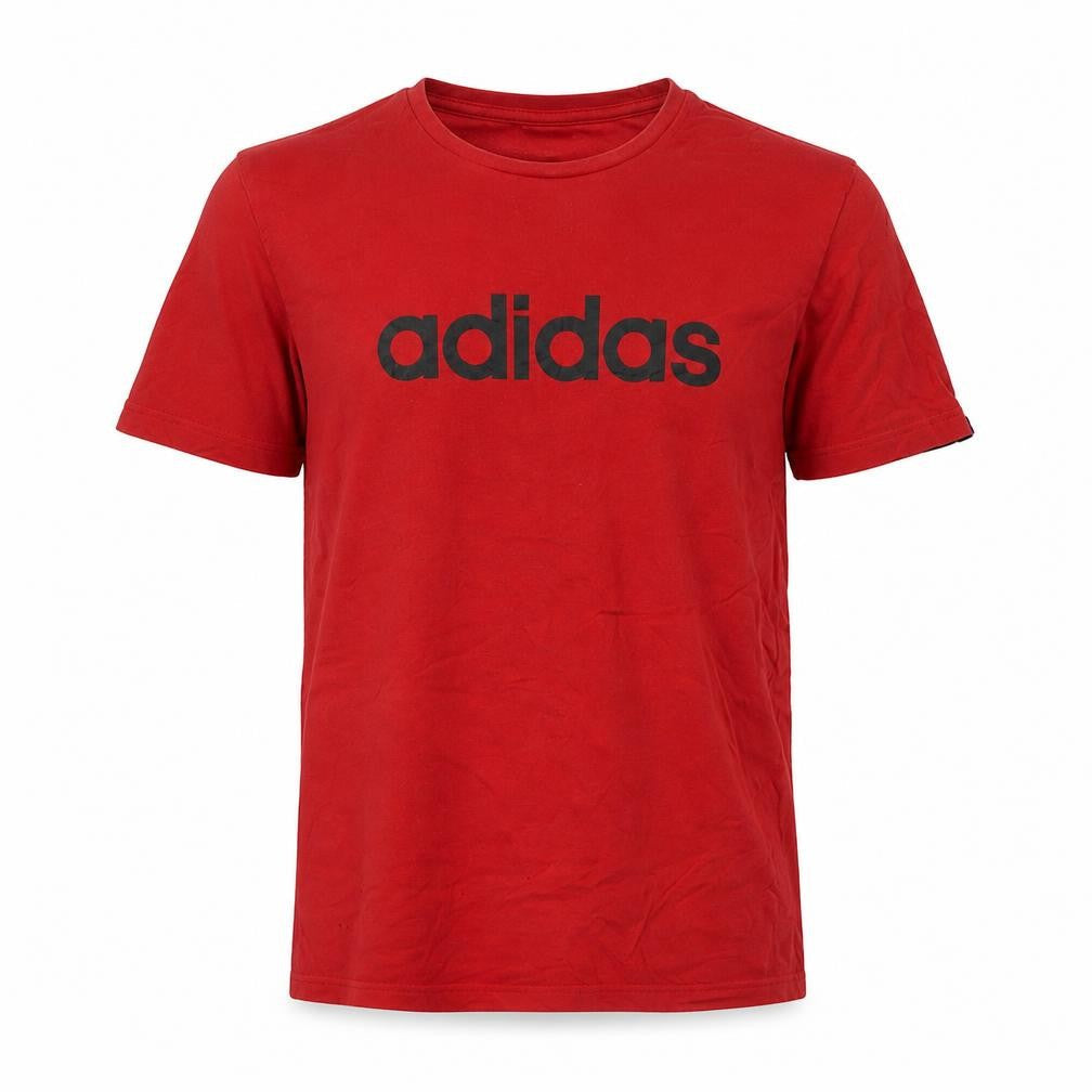 Adidas Men's Red Logo T-Shirt, Size M, Cotton Crew Neck