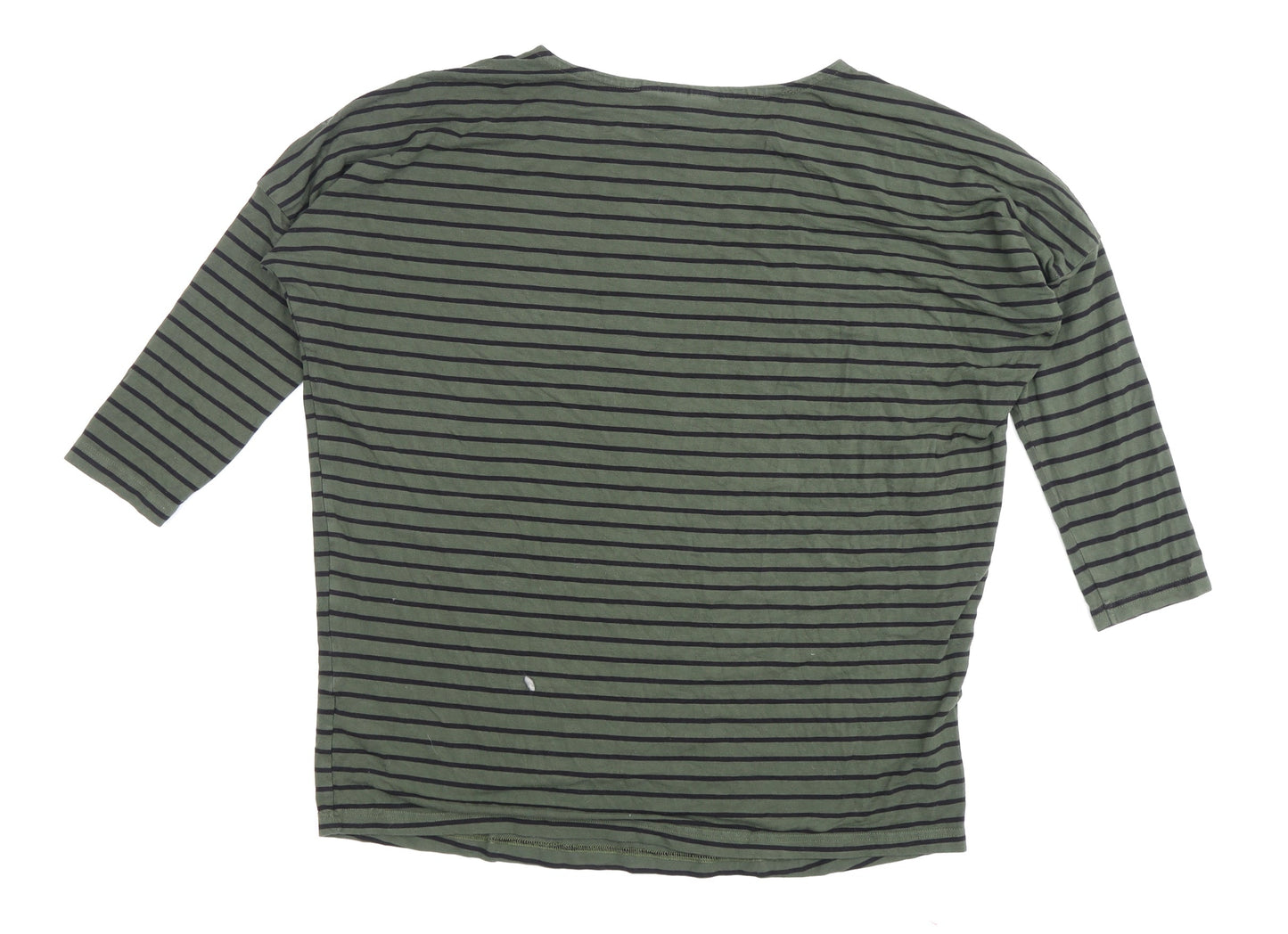 JoJo Maman Bébé Women's Green Stripe T-Shirt M
