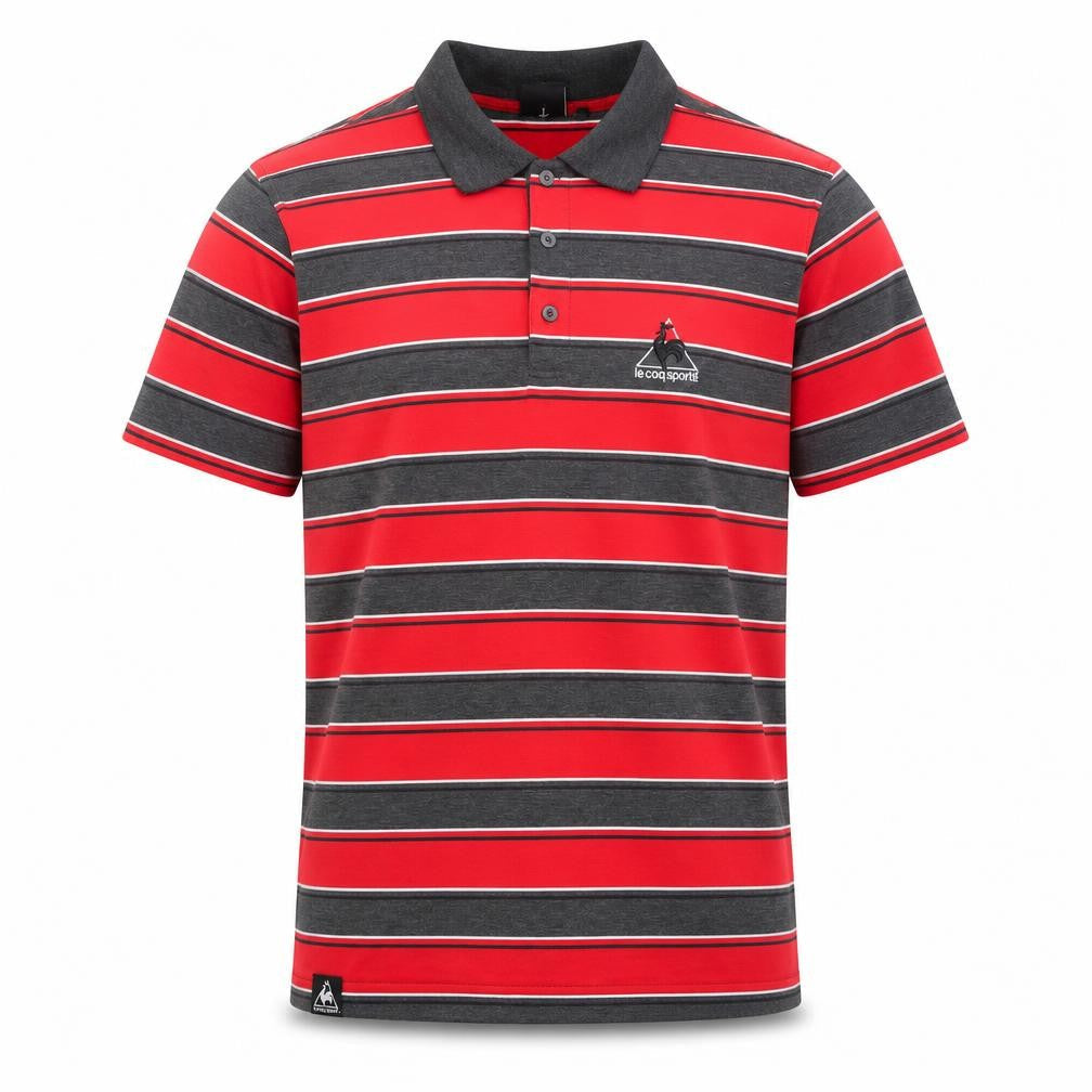 Le Coq Sportif Men's Red Striped Polo XL