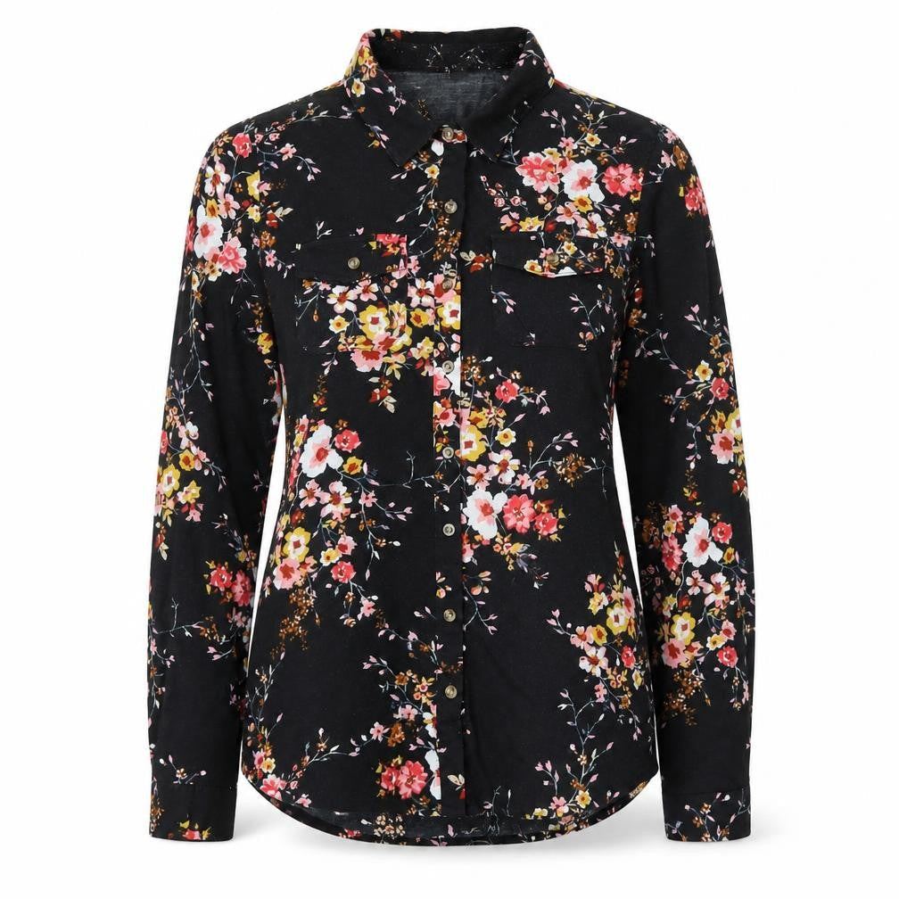 Apricot Women's Black Floral Button-Up Shirt, Size S