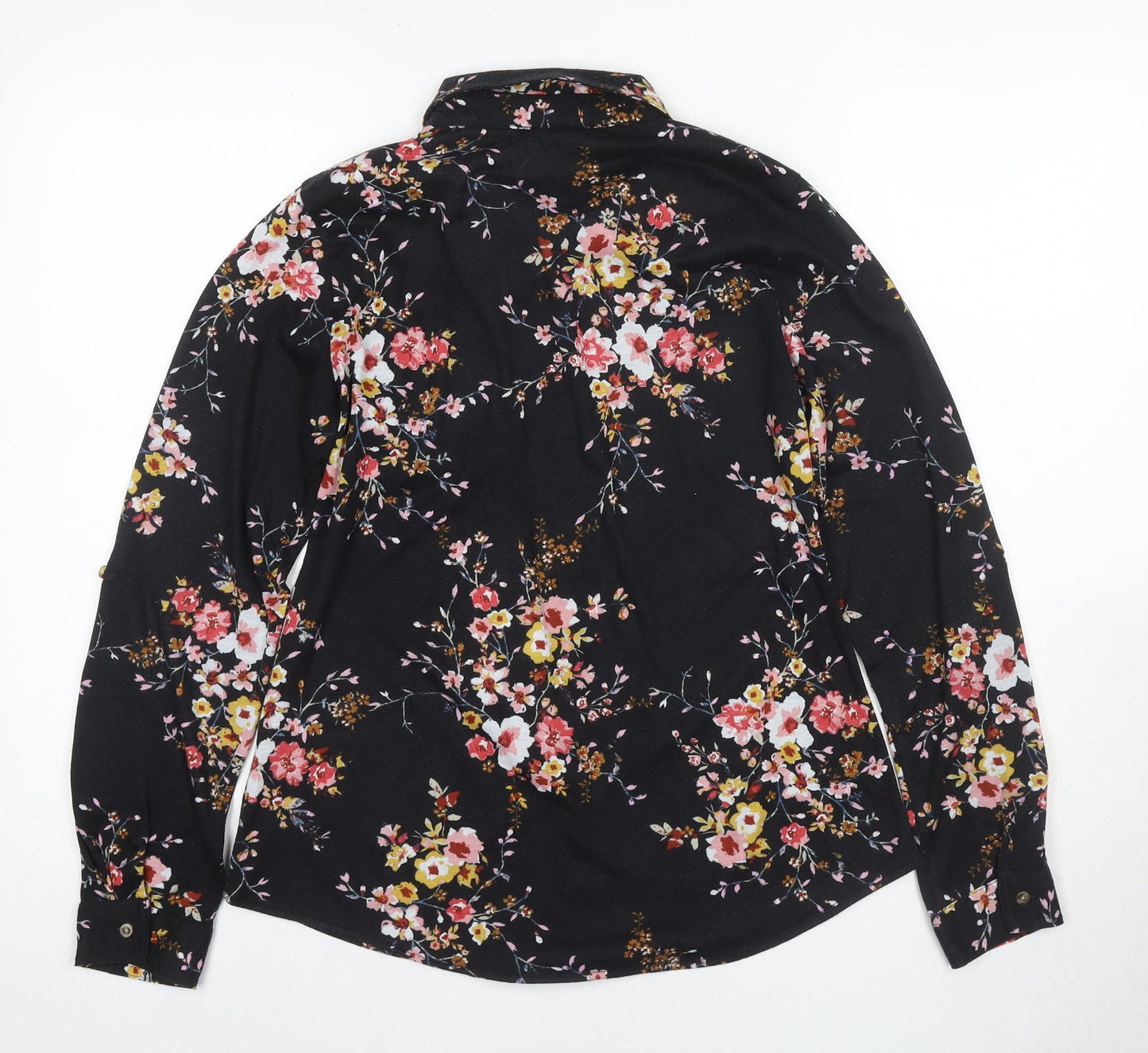 Apricot Women's Black Floral Button-Up Shirt, Size S