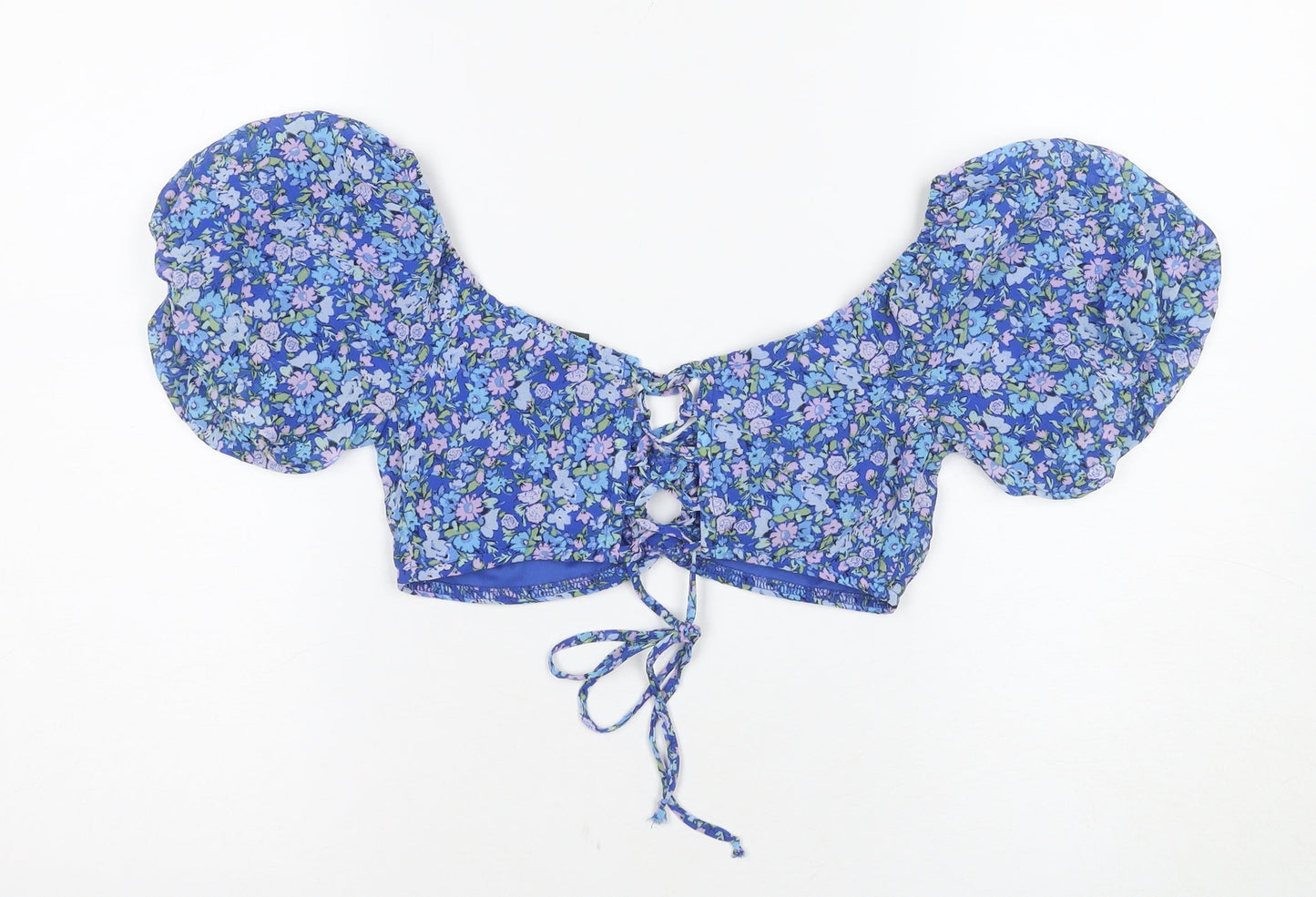 Wild Fable Women's Blue Floral Cropped Blouse XS