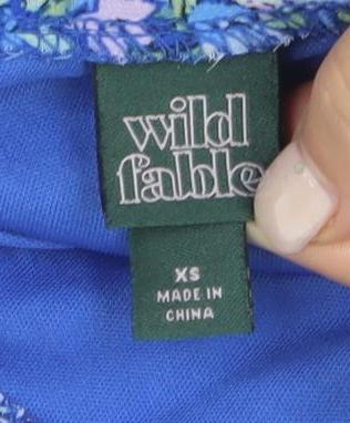 Wild Fable Women's Blue Floral Cropped Blouse XS