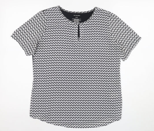 Van Heusen Women's Black Geometric T-Shirt - Size S