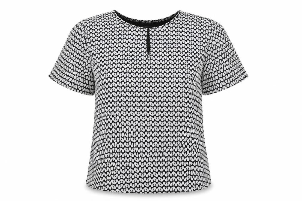 Van Heusen Women's Black Geometric T-Shirt - Size S