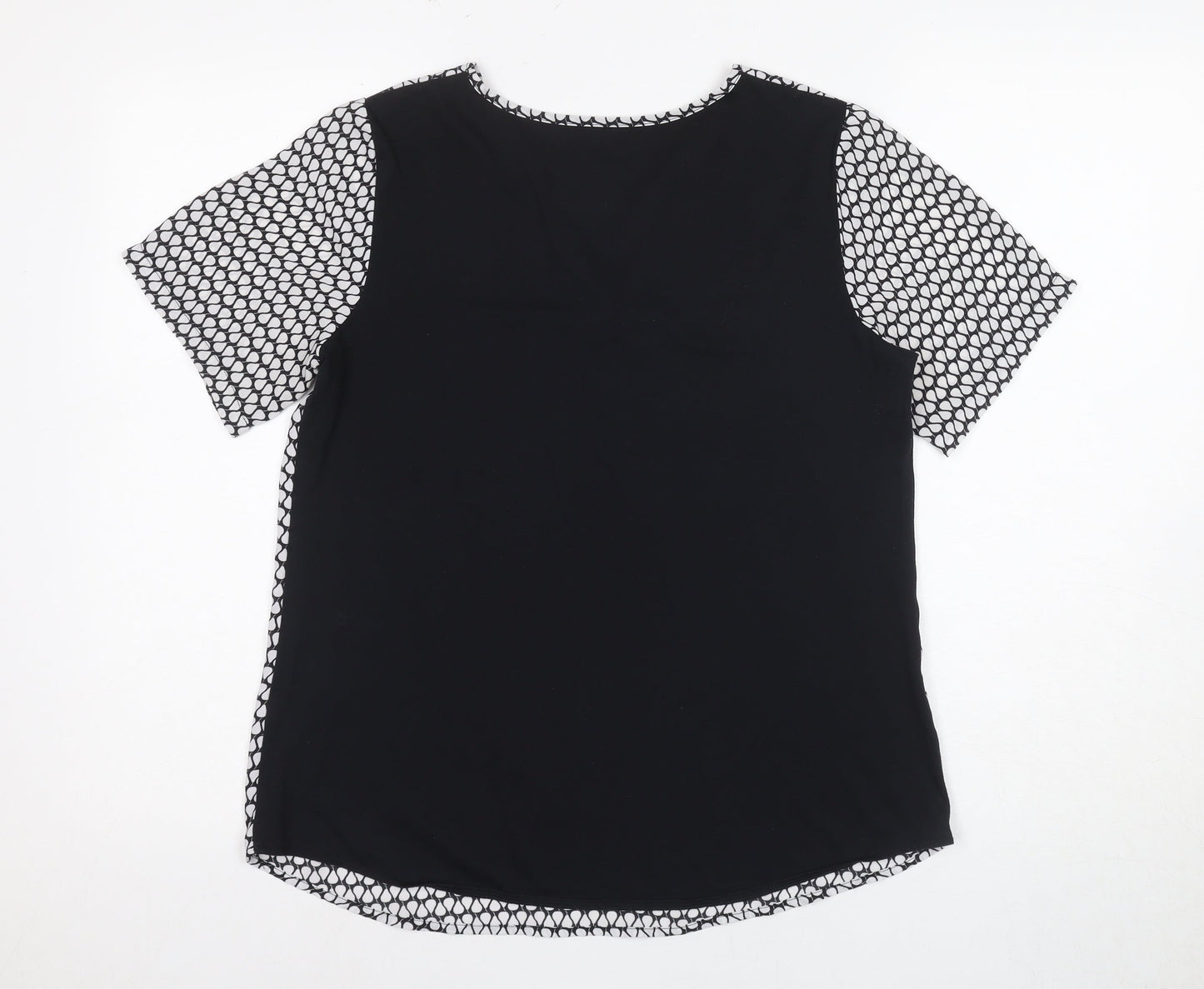 Van Heusen Women's Black Geometric T-Shirt - Size S