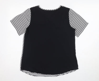 Van Heusen Women's Black Geometric T-Shirt - Size S