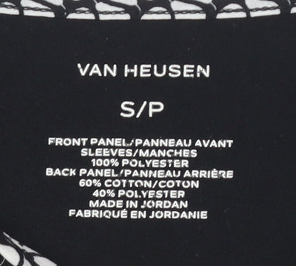 Van Heusen Women's Black Geometric T-Shirt - Size S