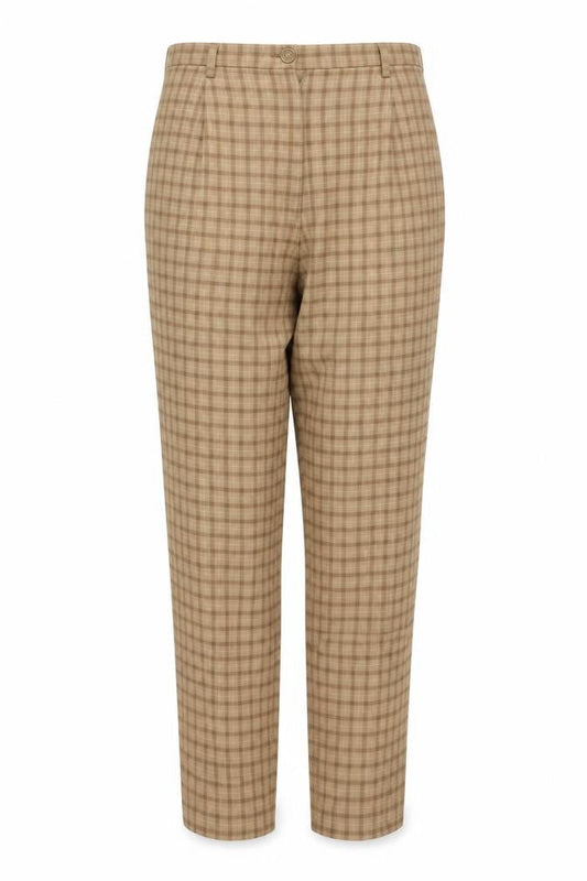 Country Rose Women's Beige Check Trousers Size 16