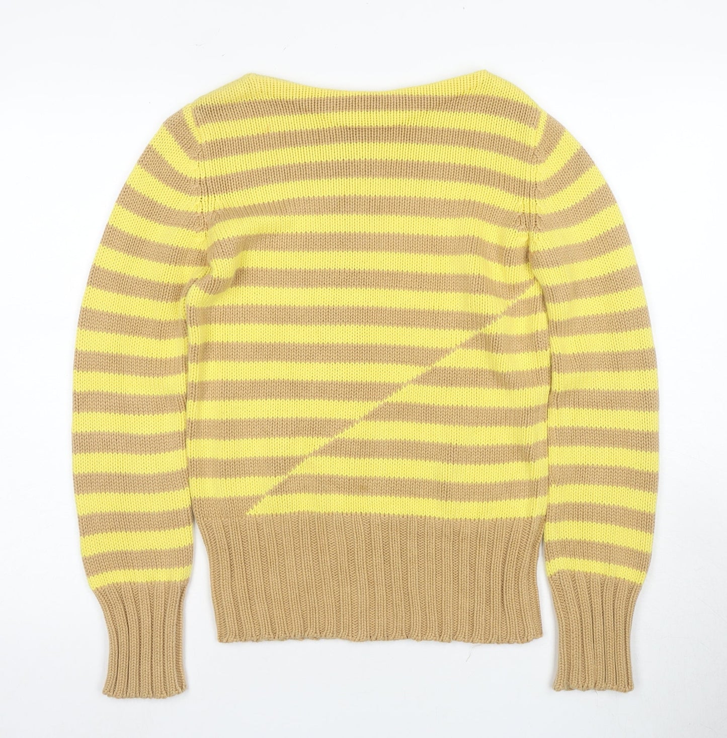J.Crew Womens XS Striped Yellow Beige Pullover Jumper