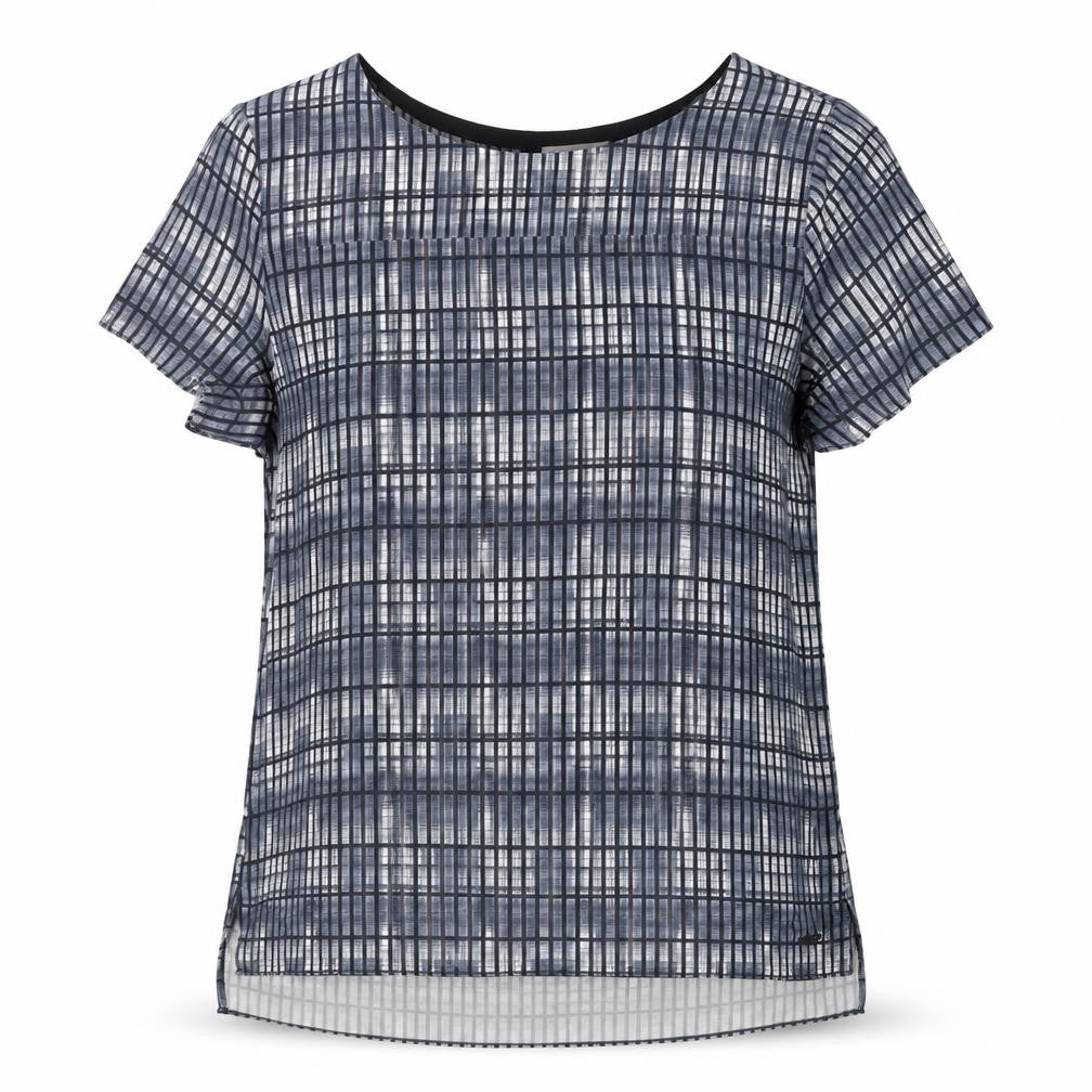 Calvin Klein Women's Black Woven Check T-Shirt S