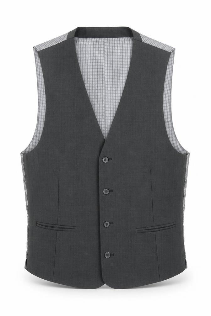 1860 Men's Grey Check Waistcoat, Size 40R